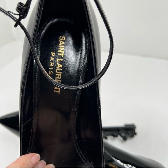 SAINT LAURENT Patent Opyum Appelle Moi Ankle Strap Pump 40 Black - Picture 13 of 13